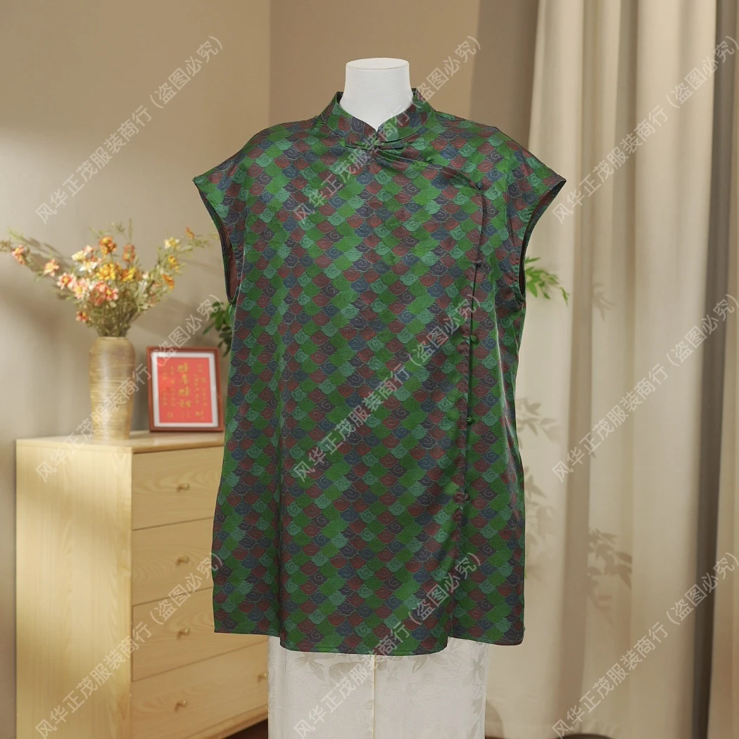 【3127】奥黛 2025-新中式国风重工提花春款无袖气质裙