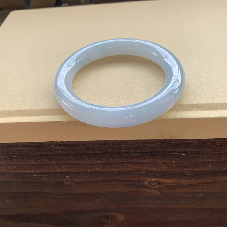 冰透莫奈紫圆条手镯，特价19800圈口55-10.7-10.7天然翡翠缅纹细纹