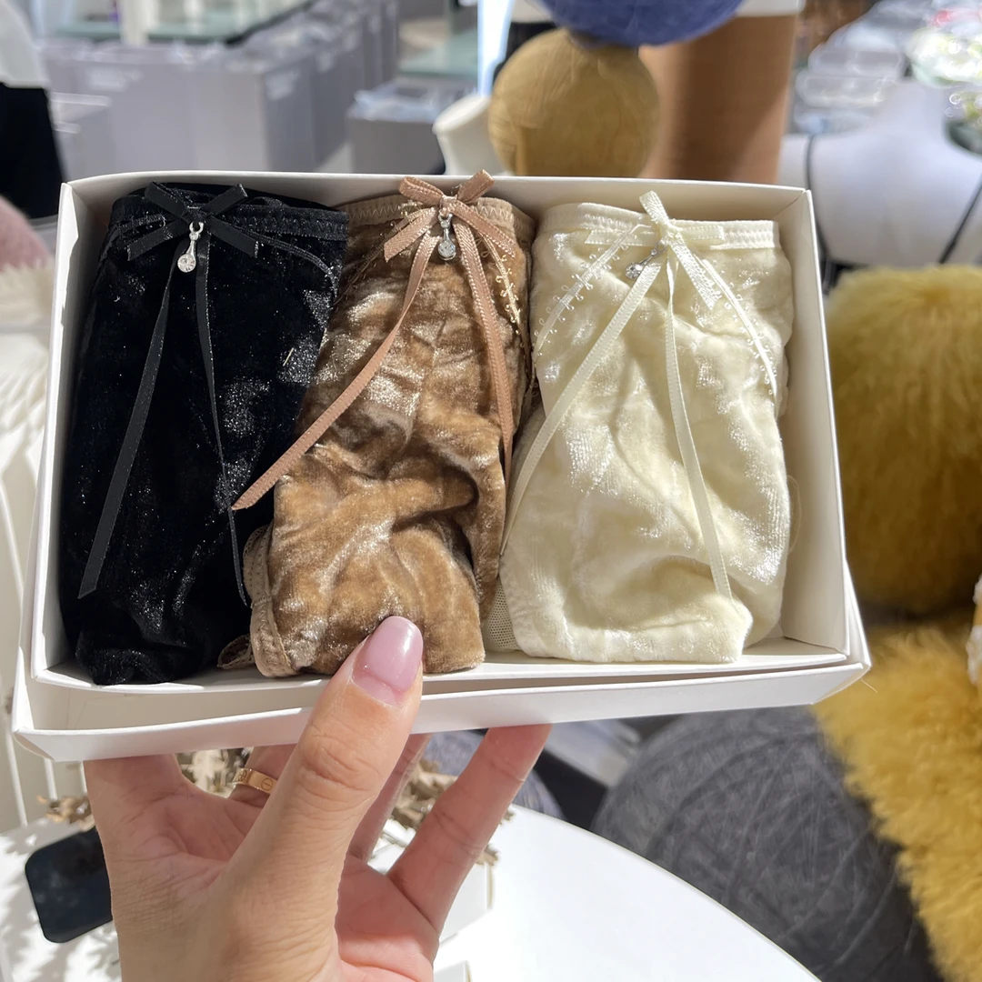 3条装 丝绒夜曲秋季新款女士蕾丝内裤高级感薄款中低腰性感纯欲风