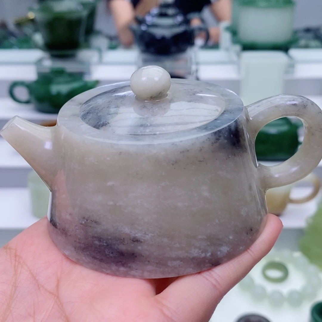 和田玉未镶嵌摆件茶壶