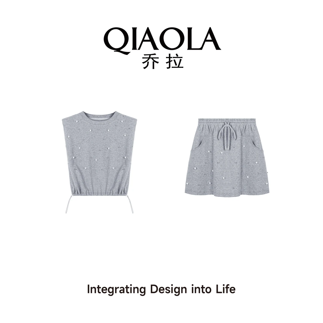 QIAOLA/乔拉【尘星物语】夏新款针织弹性亲肤舒适百搭时尚套装预售