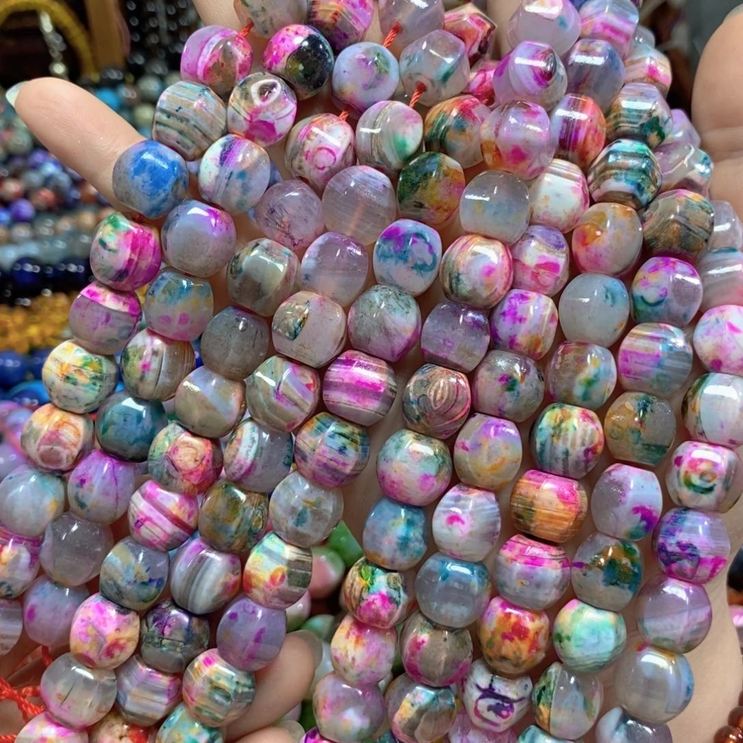 玛瑙/玉髓未镶嵌珠宝半成品火玛瑙瓜珠一条卡12mm