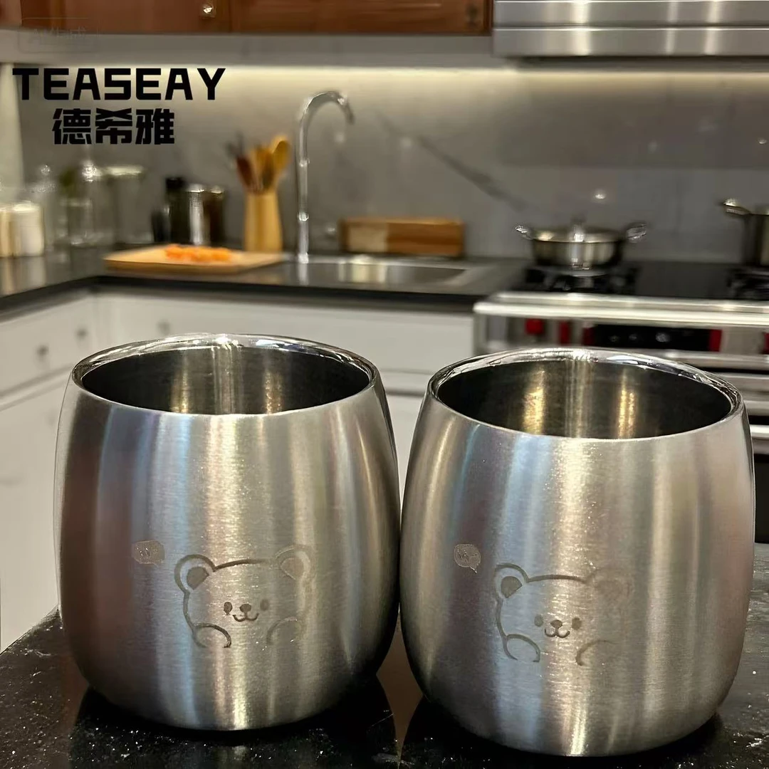 两个装-德希雅304不锈钢小熊水杯宝宝喝水杯防摔防烫牛奶杯儿童杯