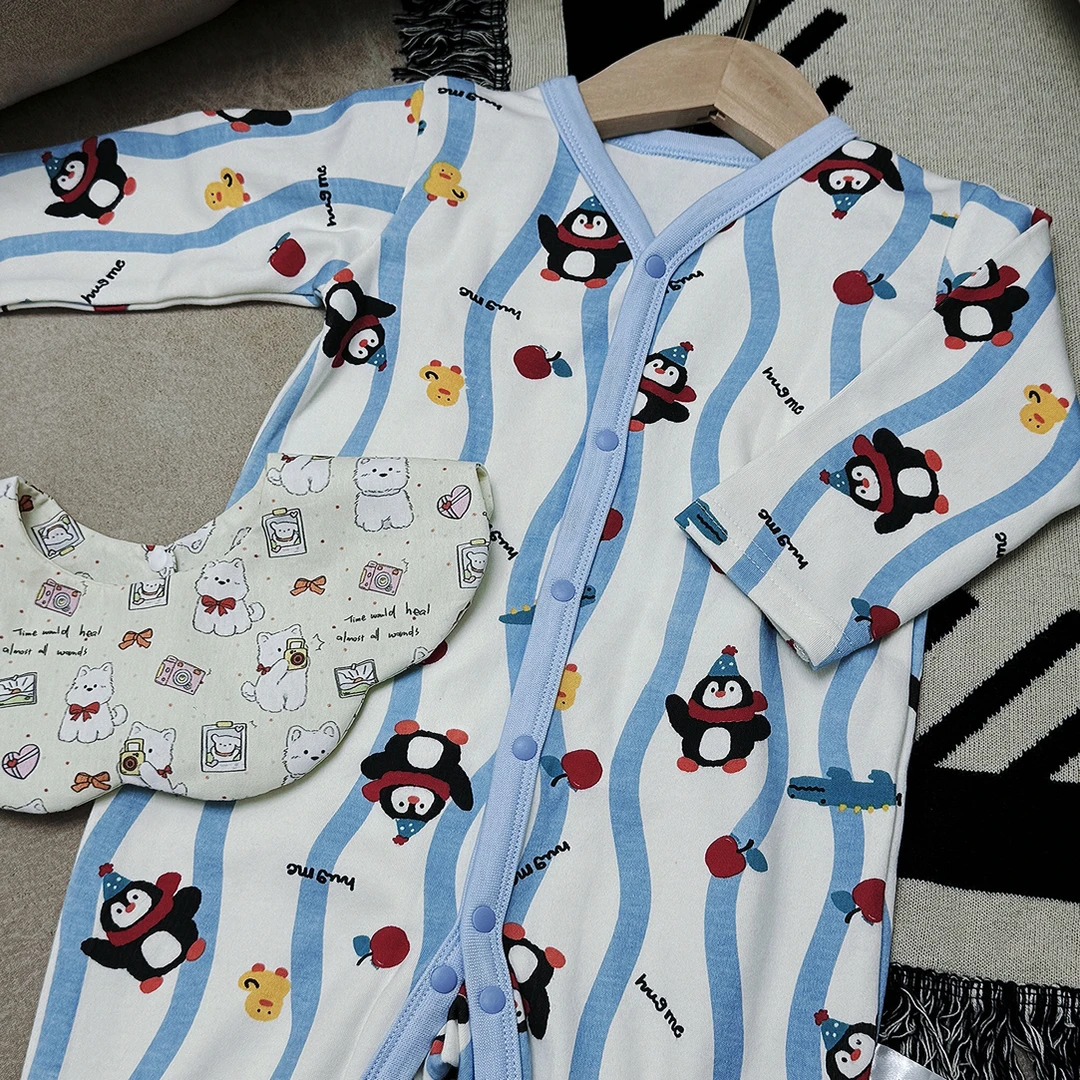 【UMI精选爬服】0-12月宝宝对开拉架棉长爬