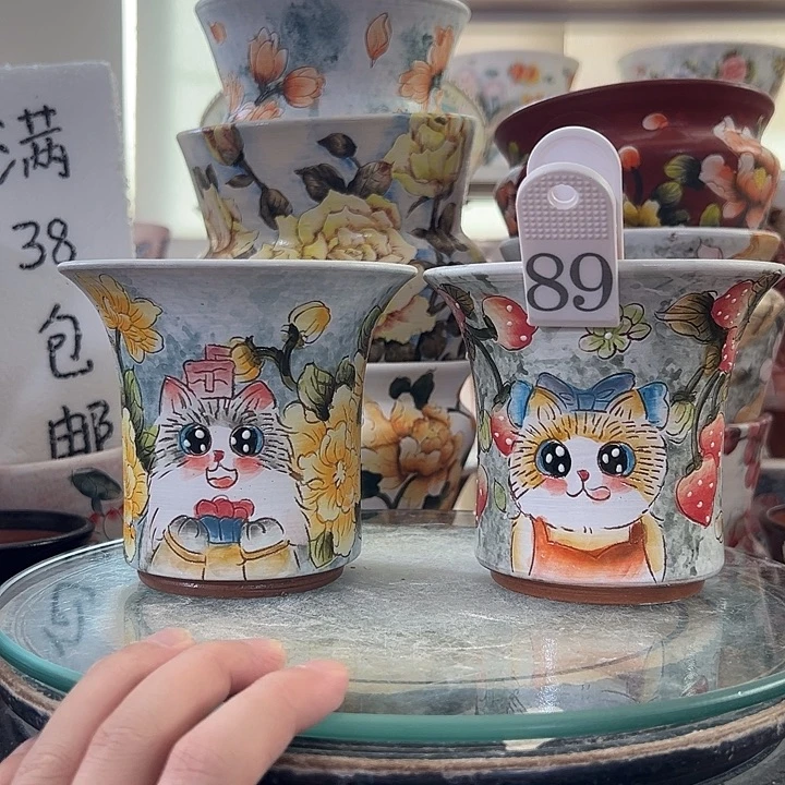 景德镇手绘花盆满38包邮偏远地区除外