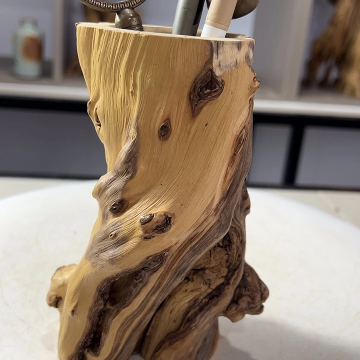 木石榴木原木笔筒茶桶