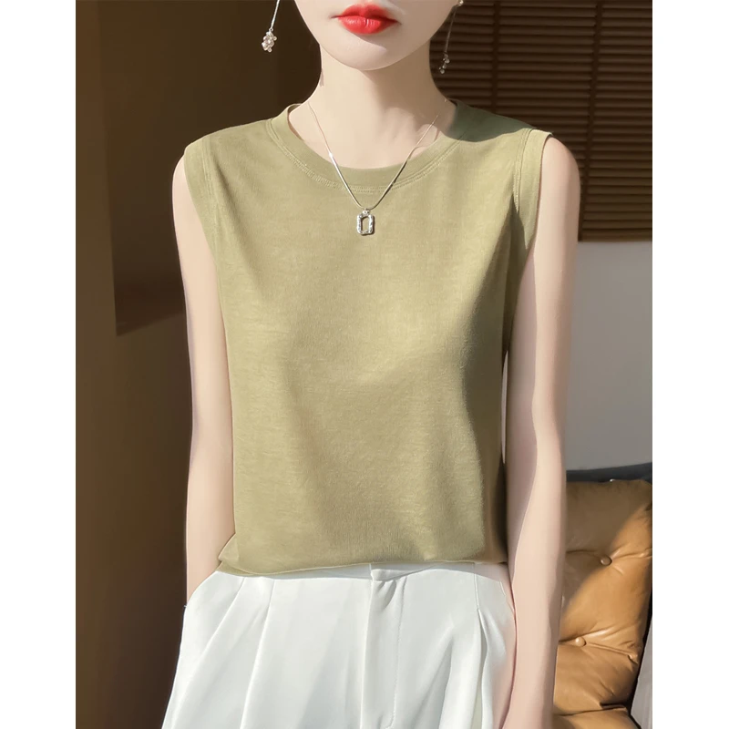 桑蚕丝吊带背心女装薄款无袖显瘦时尚夏季外穿宽松简约百搭打底衫