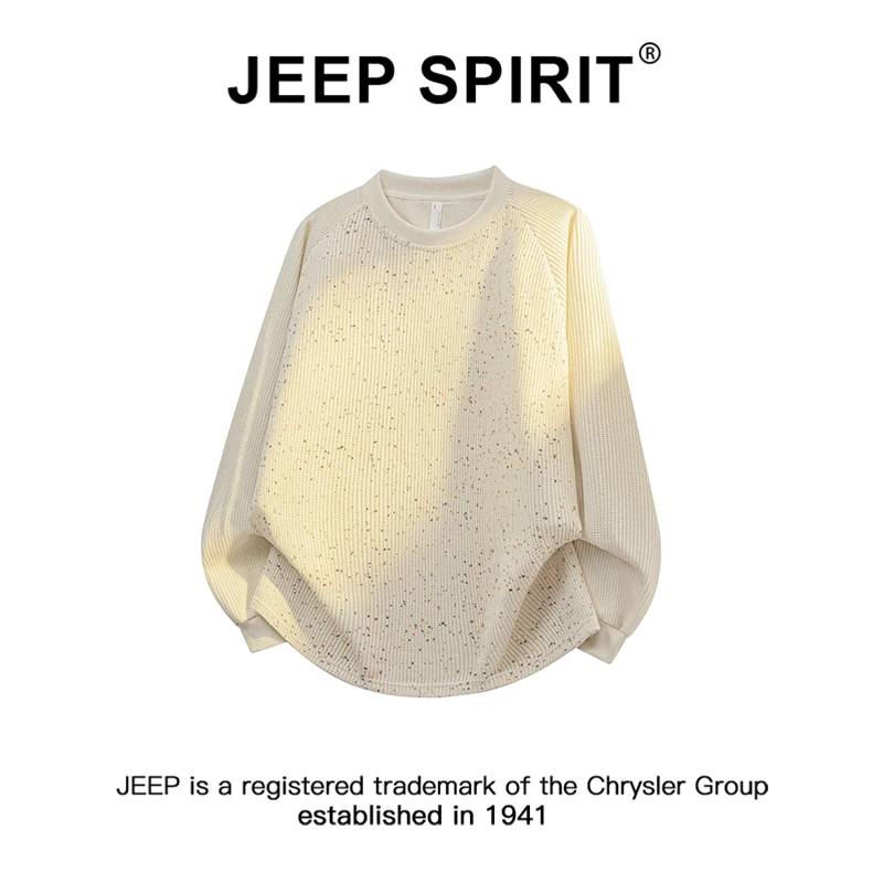 JEEPSPIRIT吉普彩点针织圆领卫衣男秋季新款宽松百搭休闲宽松上衣