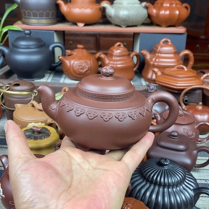 紫砂茶壶云肩如意380cc原矿老底曹青特价