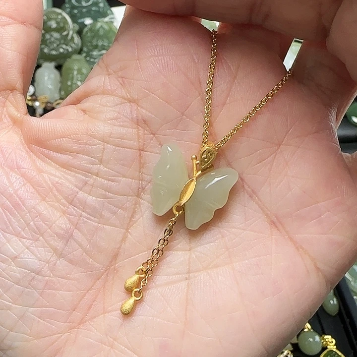 颈饰银S925镶嵌和田玉