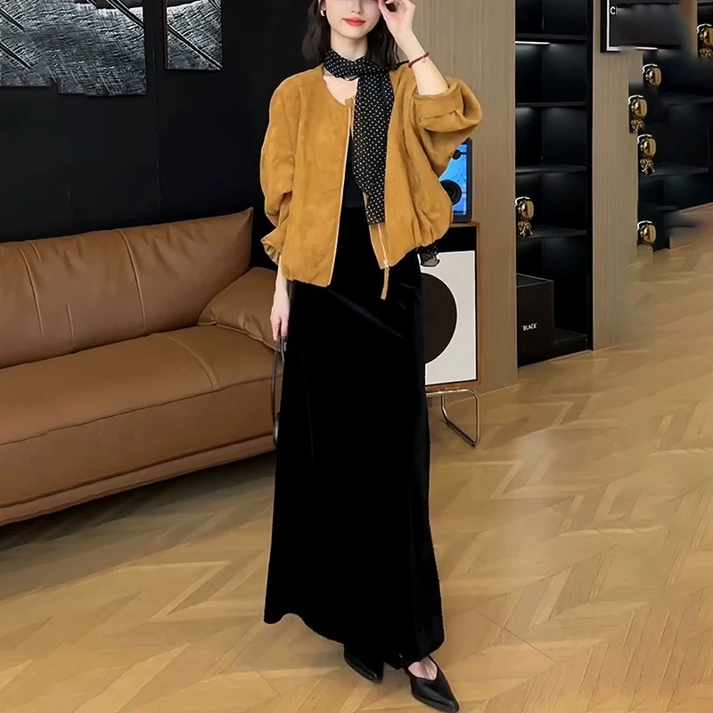 轻熟风一整套入秋穿搭洋气小众长袖外套上衣高腰显瘦半身裙套装潮