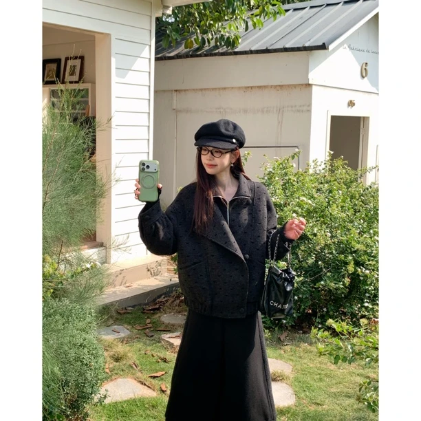 赵小小【格调考究】10391 蝴蝶结呢外套可立领设计感韩系高级上衣女