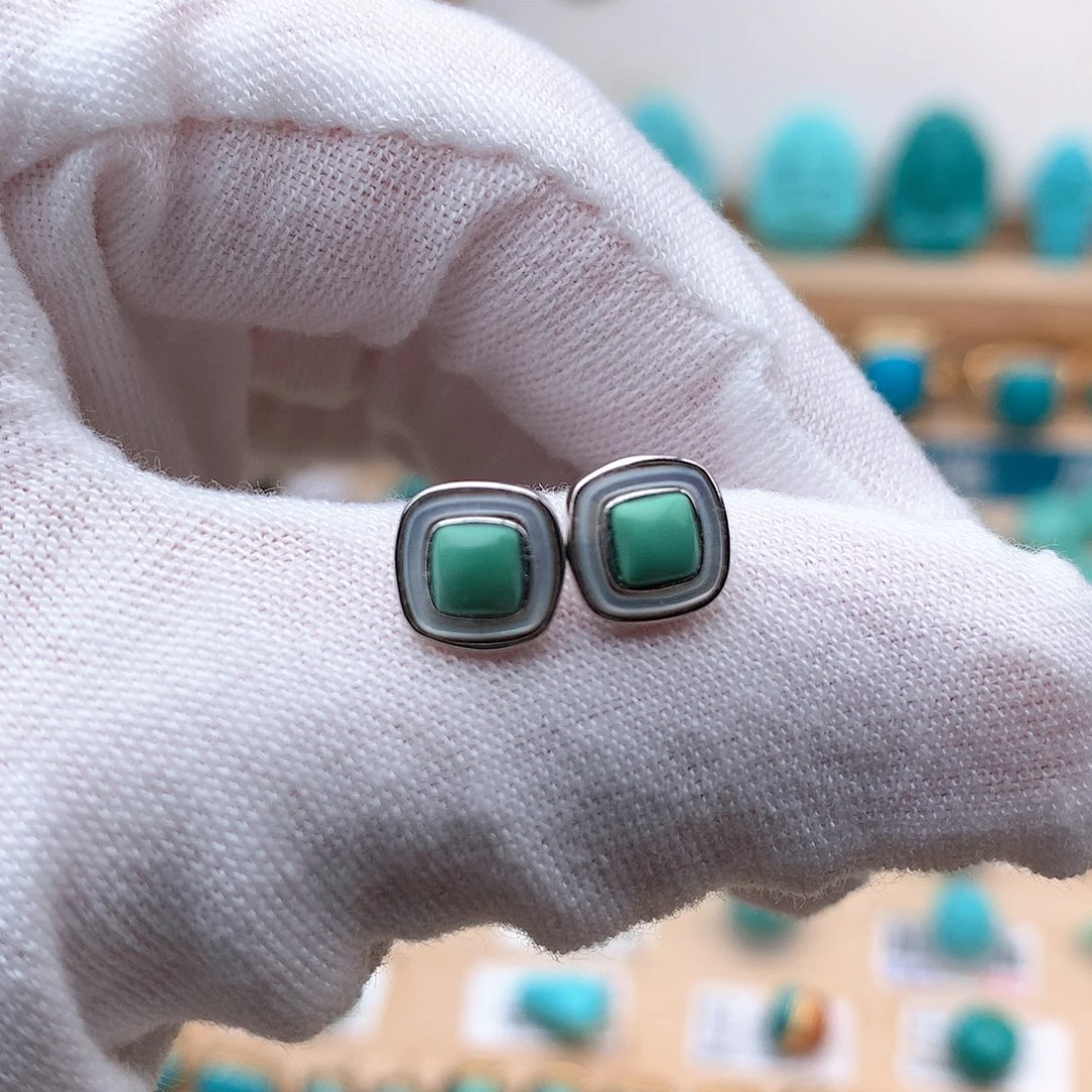 绿松石珠宝奇石银S925镶嵌