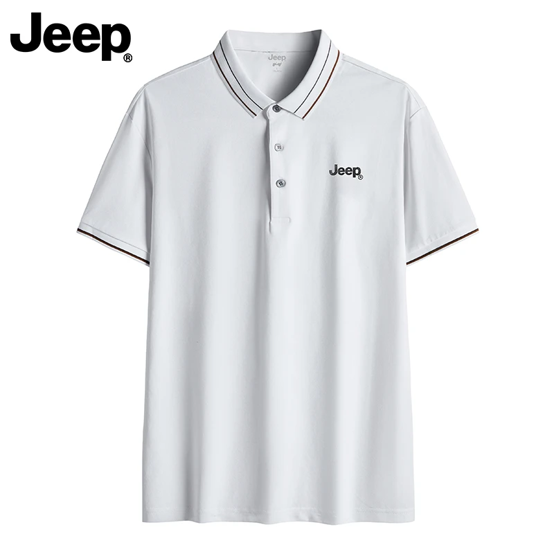 JEEP/吉普纯色短袖夏季图案Polo衫百搭商务运动透气