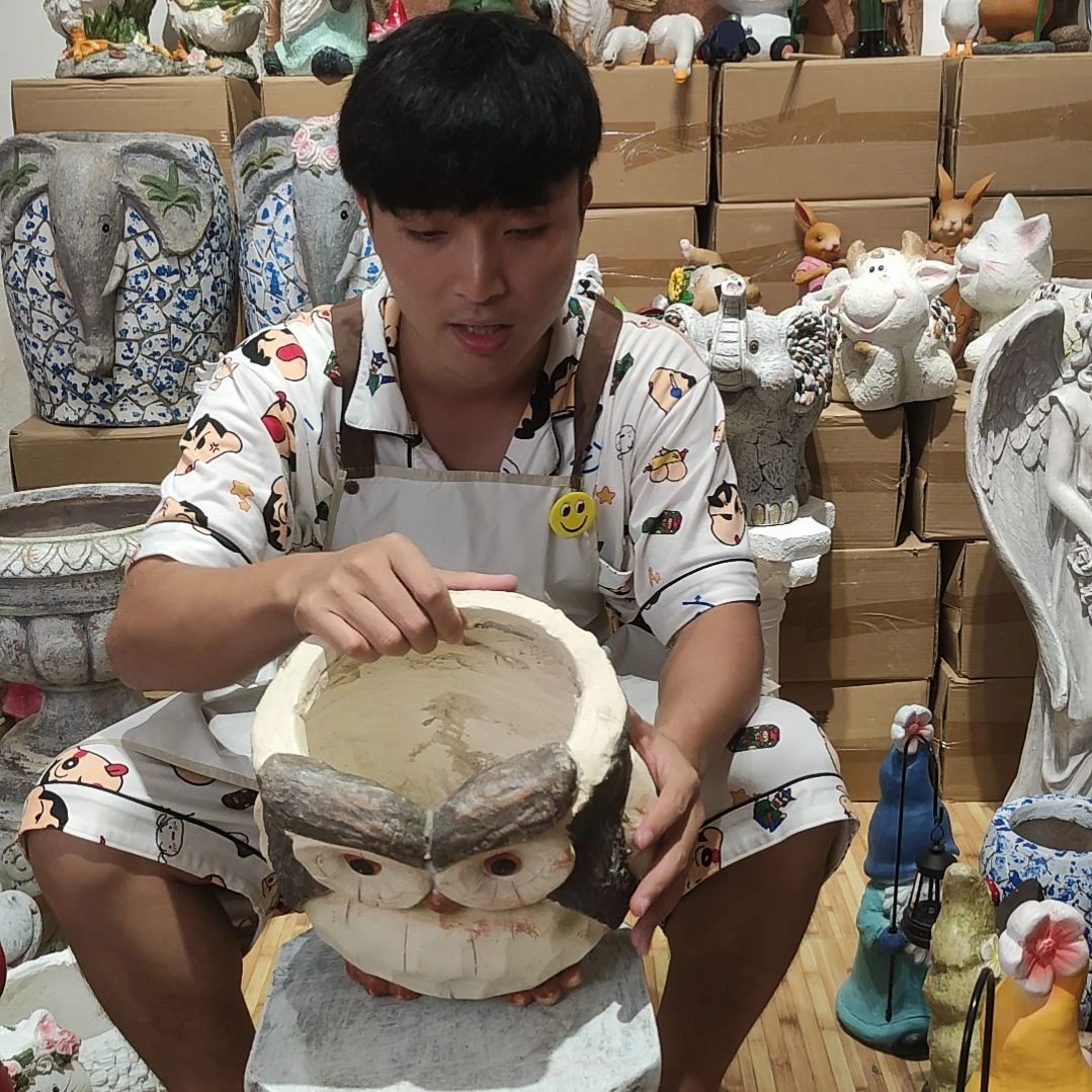 合成树脂猫头鹰花盆