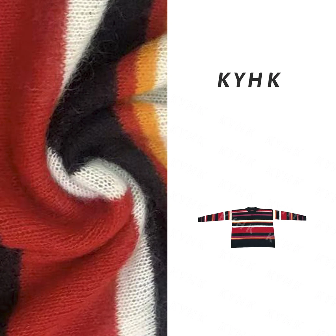 KYHK撞色条纹宽松休闲圆领套头毛衣241242