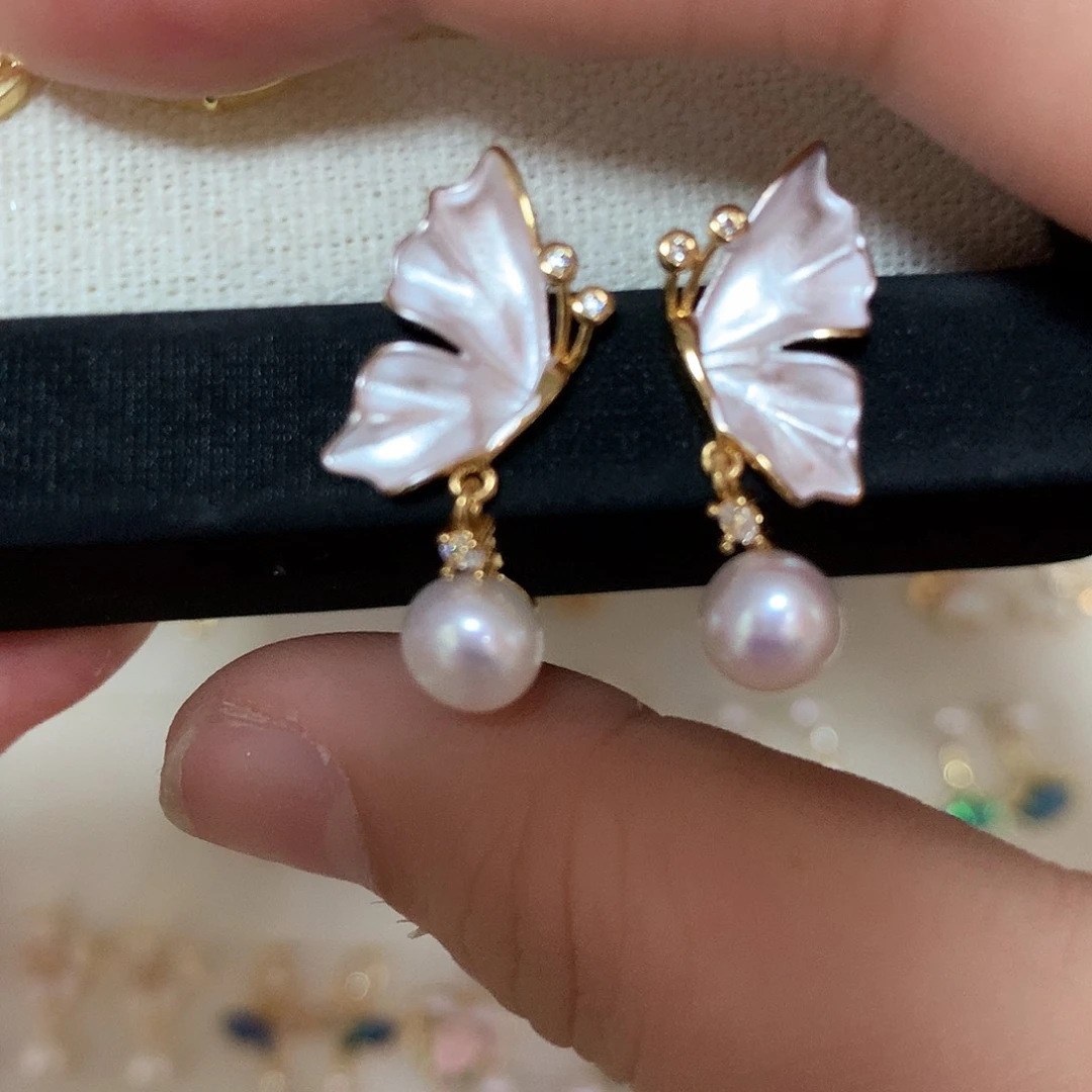 淡水珍珠耳饰合金