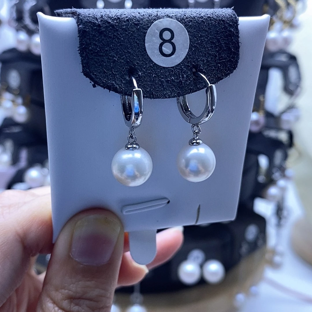 银S925镶嵌淡水珍珠耳饰