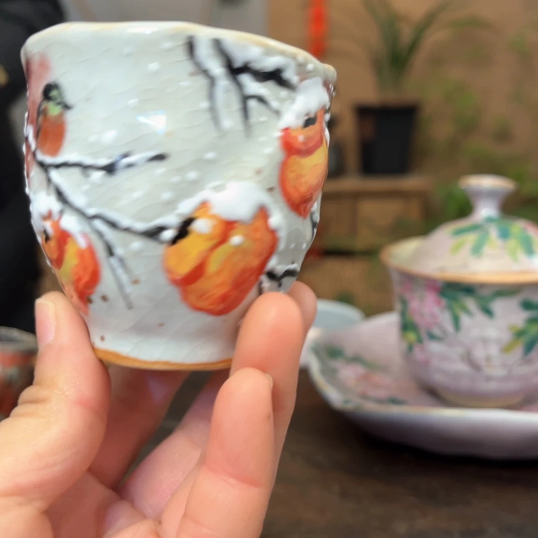 杯景德镇柴烧手绘杯