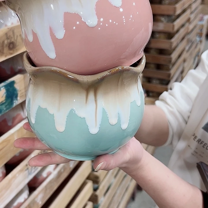 有孔.凑满10元发货多肉陶瓷花盆！