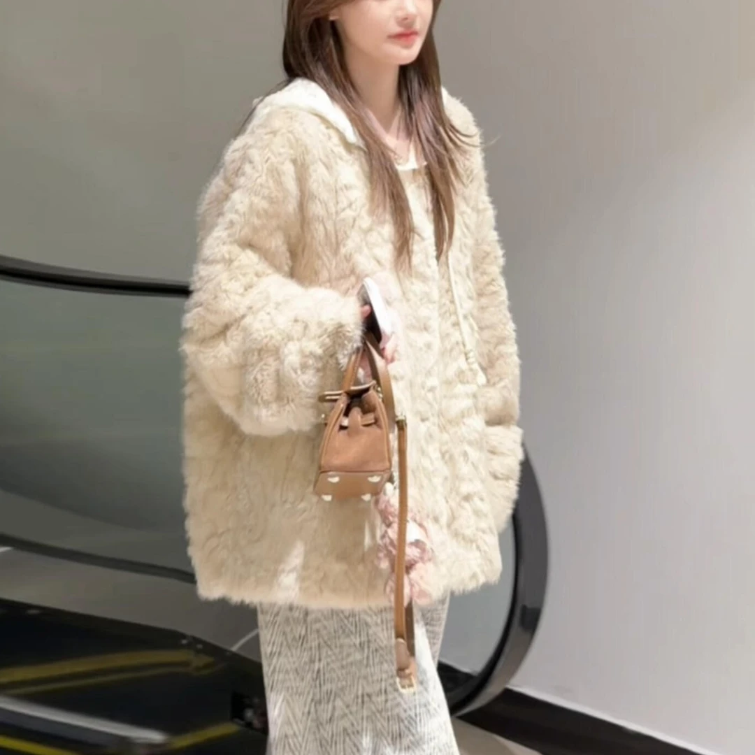千金风加厚毛绒绒保暖外套女2025秋冬季新款宽松显瘦开衫毛衣