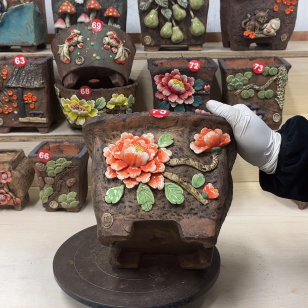 【闪购商品】紫砂花盆75号内口20×19.5脚高17