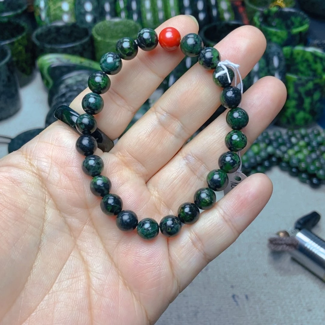 蛇纹石玉手链未镶嵌春*