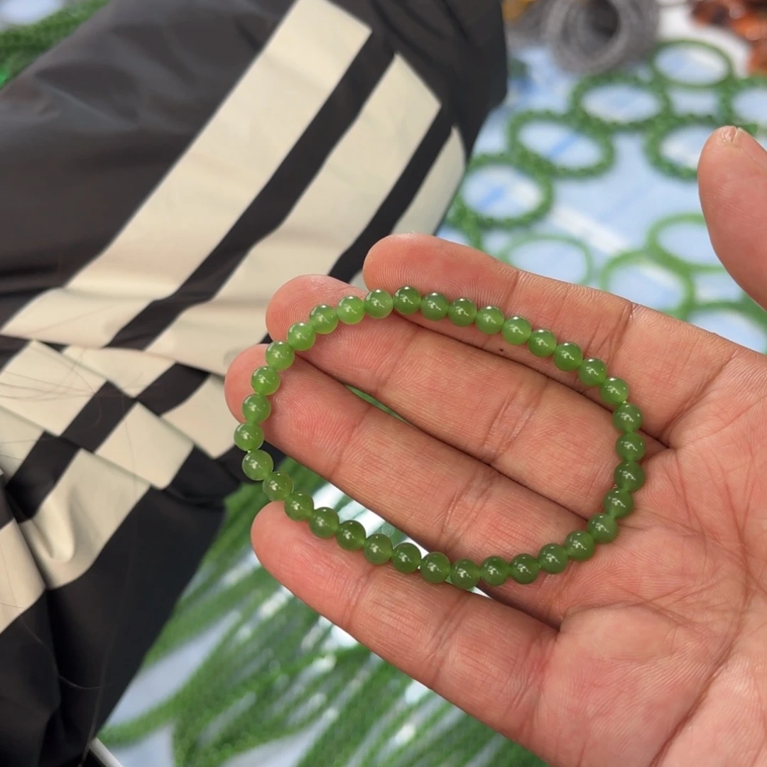 和田玉（碧玉）手串卡5未镶嵌定制不退换