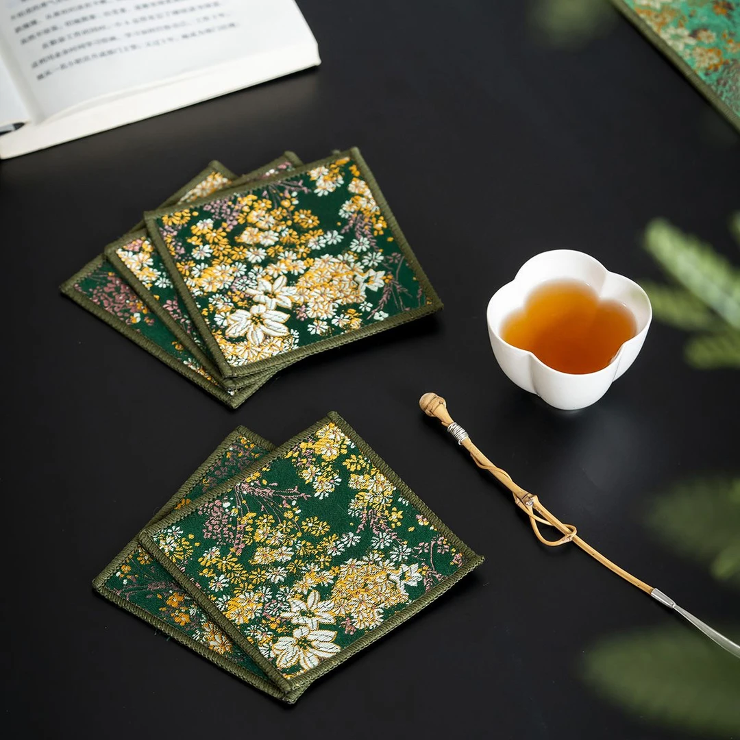 摩吉 高档古风茶布垫小方片加厚国潮风吸水杯垫功夫茶具配件防烫