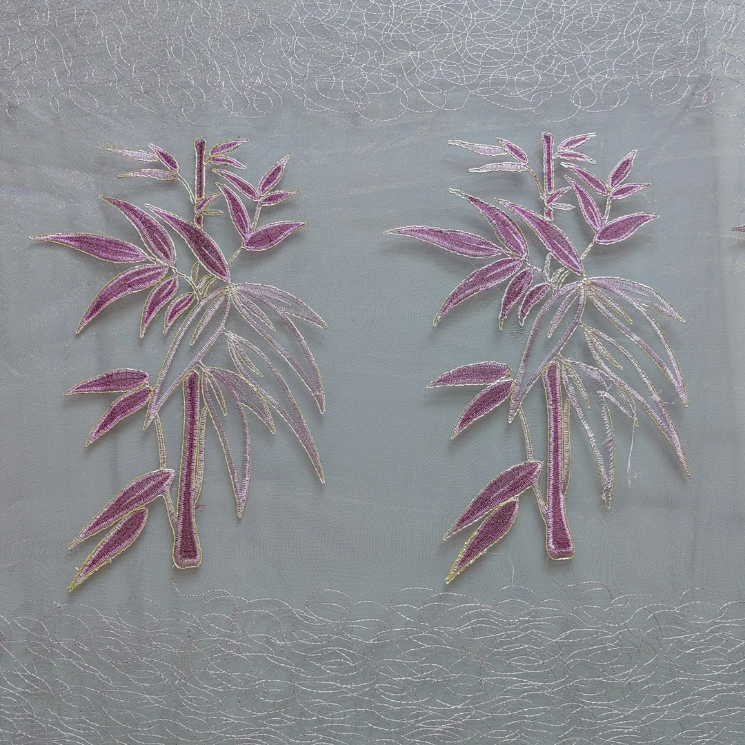 00348 成品刺绣窗帘纱挂钩款鸟巢主卧窗纱宽6米高2.7米免费对开