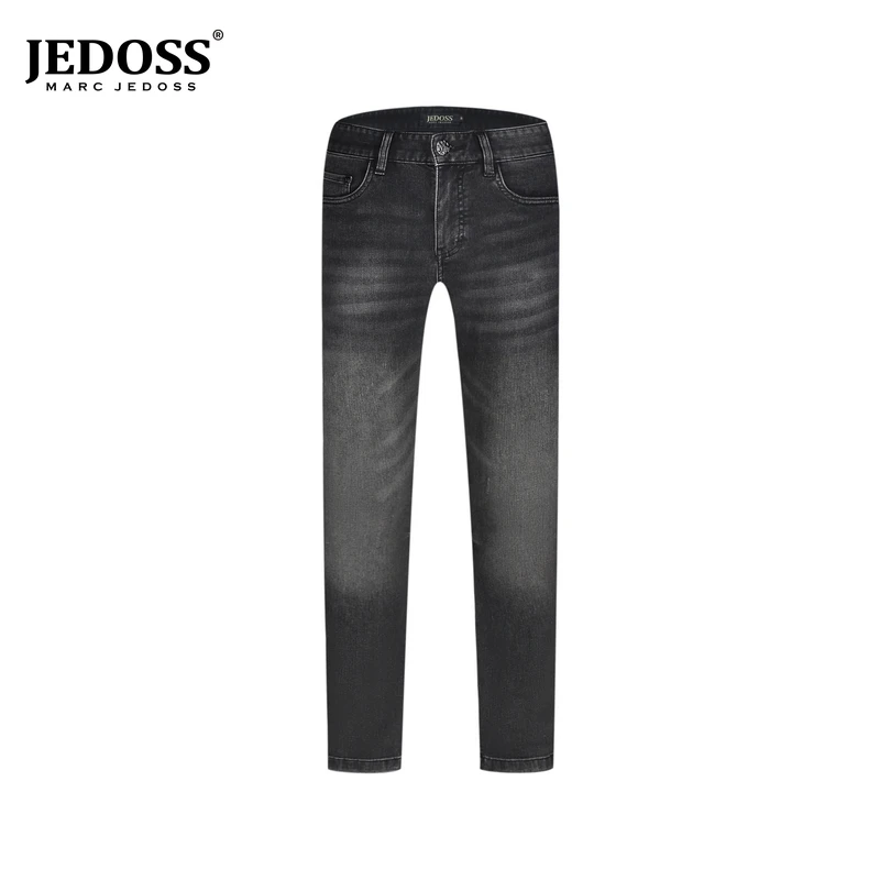 JEDOSS/爵迪斯2026春上新裤子男LOGO小标刺绣直筒牛仔裤长裤185