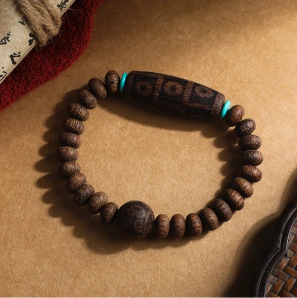 （桃）10mm黑檀木质盘玩手串一条