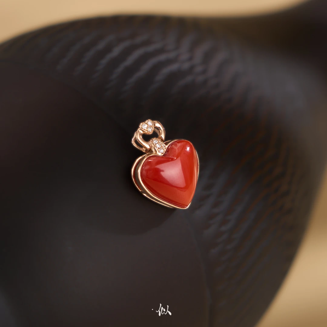 【赤心】似梓珠宝· 珊瑚DIY吊坠   多样性发货 吊坠-深色-XQ0083 预