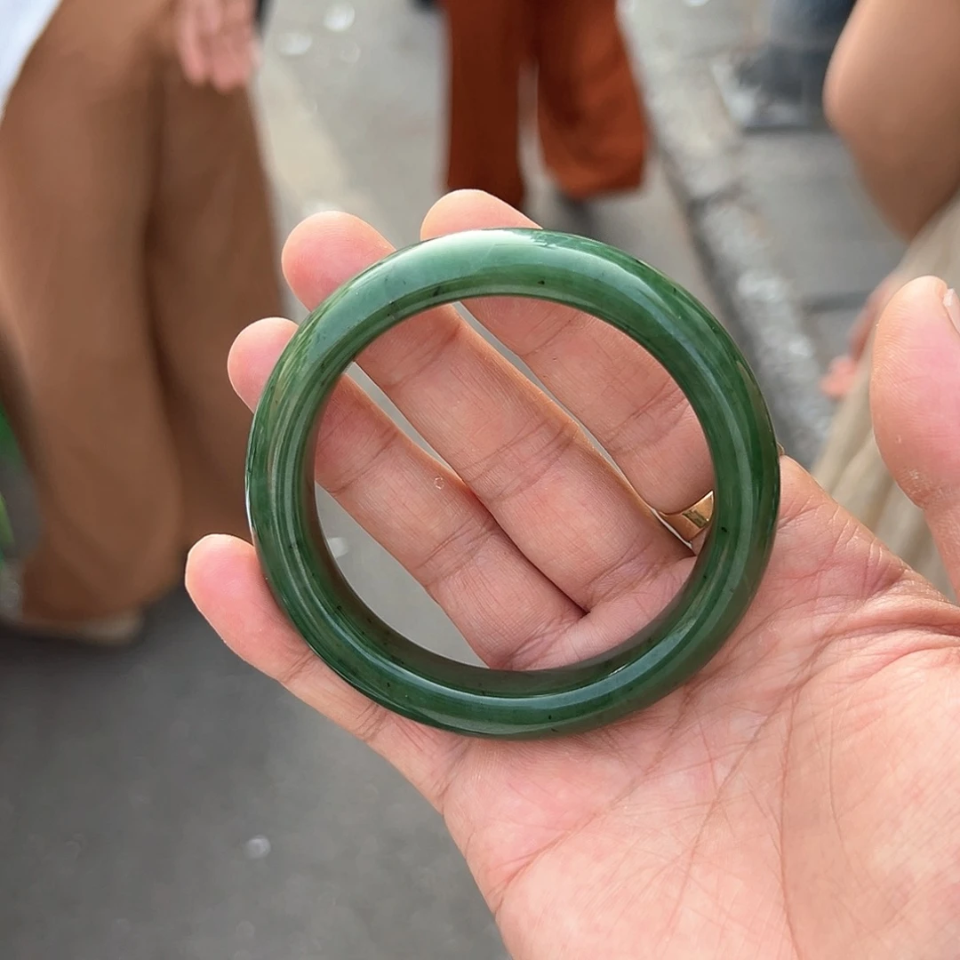 和田玉（碧玉）手镯未镶嵌老坑种碧玉北极玉精品巨漏