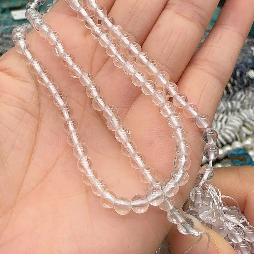 合金玛瑙/玉髓珠宝半成品白水晶4mm一条