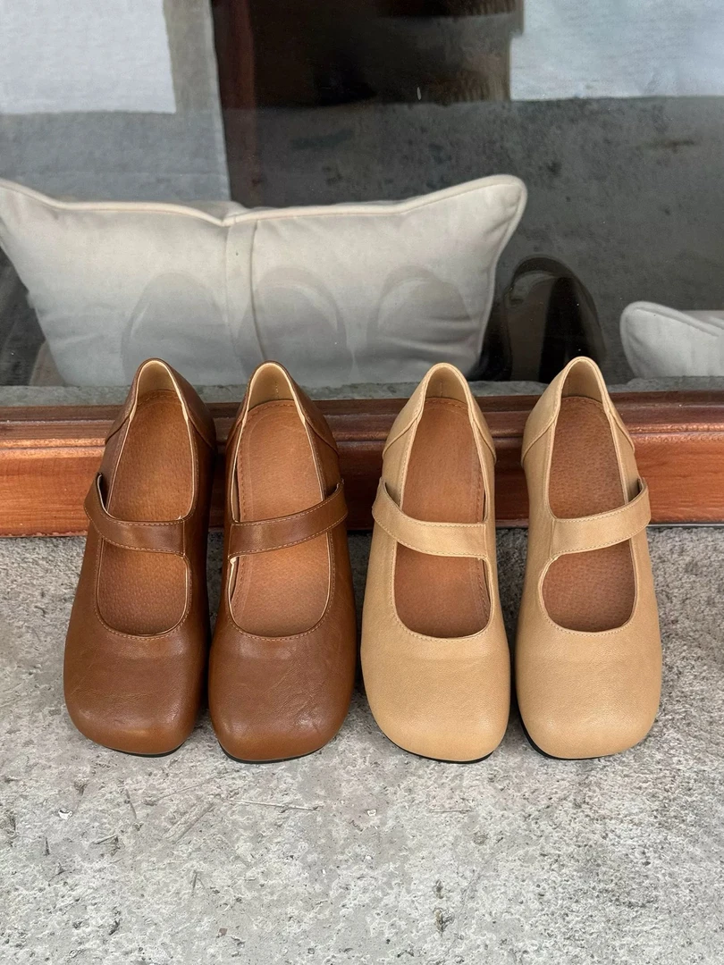 超舒适软底软绵一字扣玛丽珍时尚单鞋25年春季新款透气皮鞋016-2