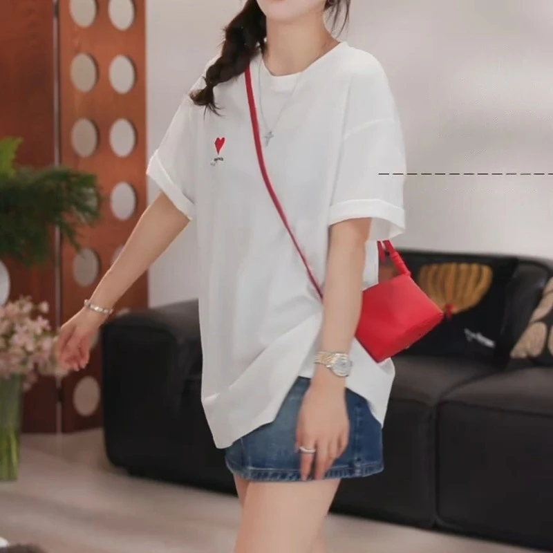【植绒爱心T】2025夏季新款刺绣爱心字母休闲时尚百搭T恤LK2502799