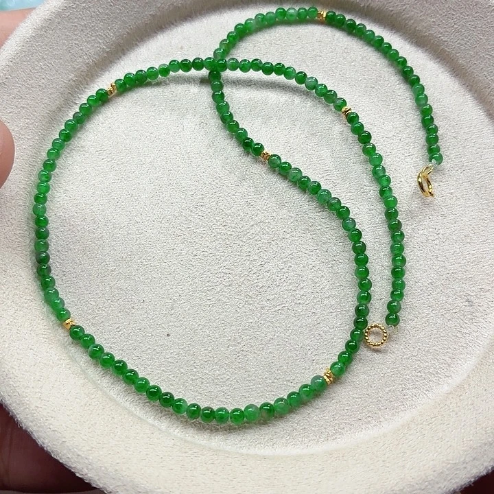 翡翠18K金镶嵌手链天然缅甸翡翠A货卡2.8