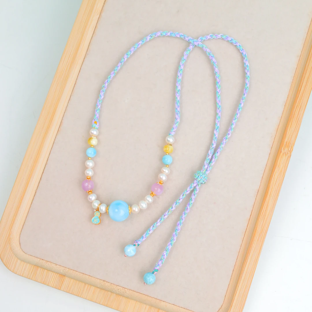 【琪琪珠宝】时尚多宝海纹石圆珠项链