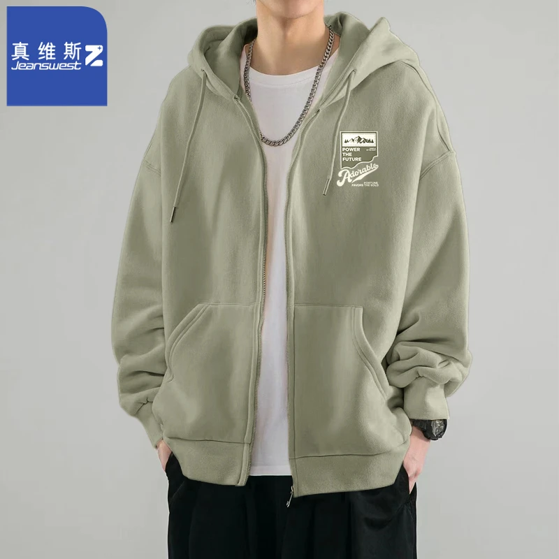 真维斯Z重磅连帽卫衣男春秋季2025新款美式复古开衫男生休闲外套P