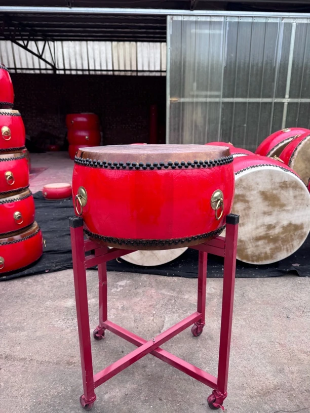 14寸实木黄牛皮战鼓成人舞狮演出堂鼓传统木质大鼓