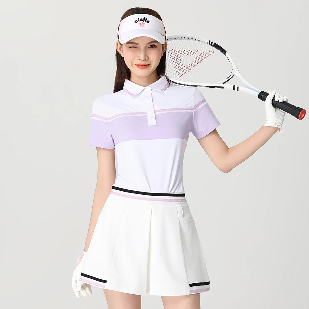 夏季女装Polo衫弹力速干新款短袖T恤修身显瘦休闲运动高尔夫套装