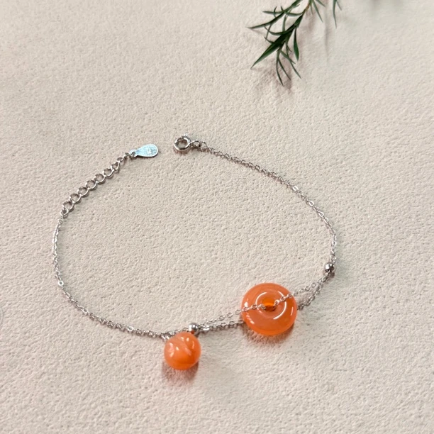 【六六中古】孤品百搭银925玛瑙手链te9291手围19以内