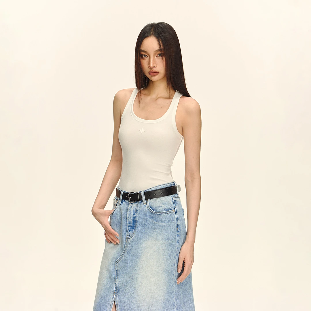 CLIMAX VISION轻薄裸感莱赛尔U领十字花遮副乳工字紧身打底背心女