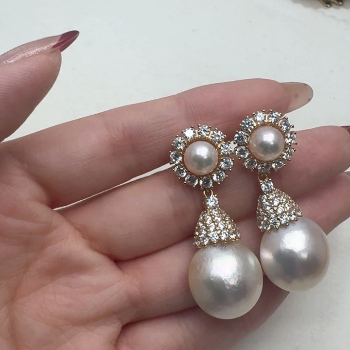 拼合珍珠（马贝珠）耳饰未镶嵌