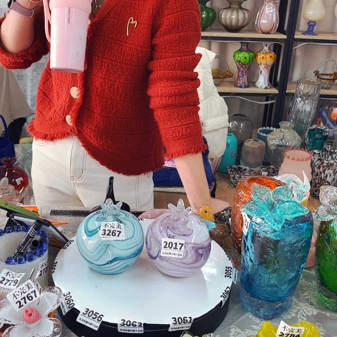 石榴2个家悦琉璃工艺品