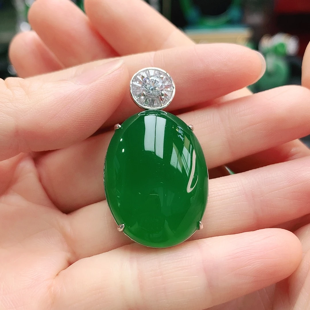 玛瑙/玉髓吊坠银S925镶嵌