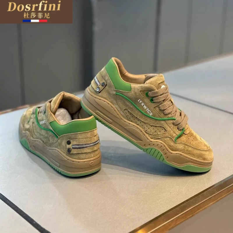 男鞋2025秋季新款潮流皮面舒适低帮纯色时尚轻便韩版运动休闲板鞋