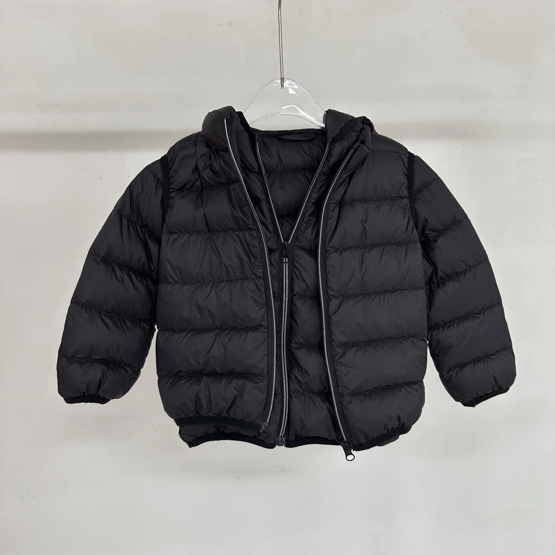 儿童90白鸭绒羽绒服拉链男通用短款薄款童装冬款羽绒二件套