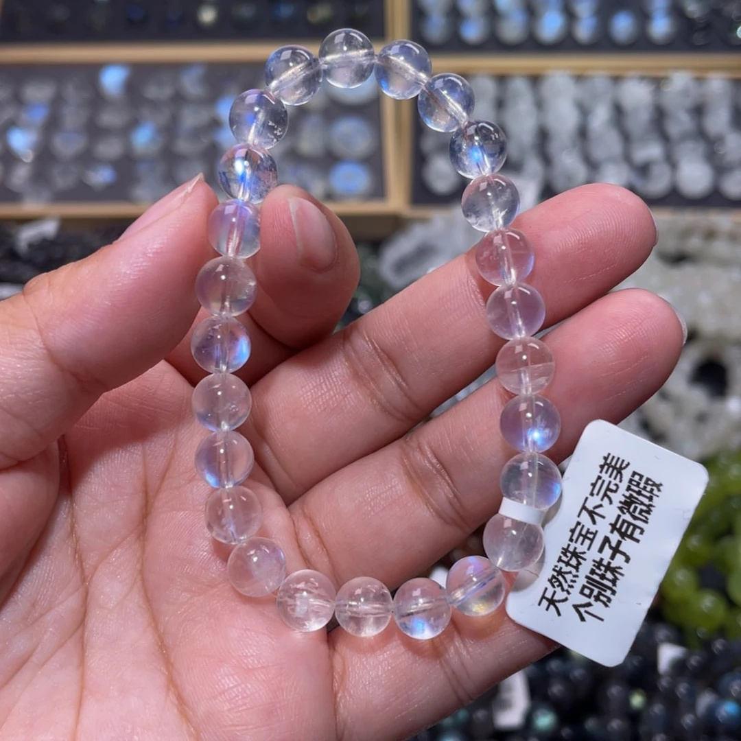 月光石手链未镶嵌Q****?蓝月光手链7mm+